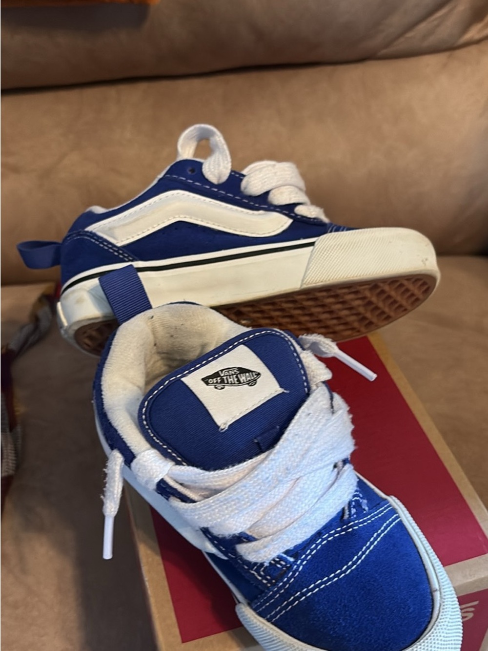 Vans Kids Royal Blue and White Low-Top Skate Sneakers